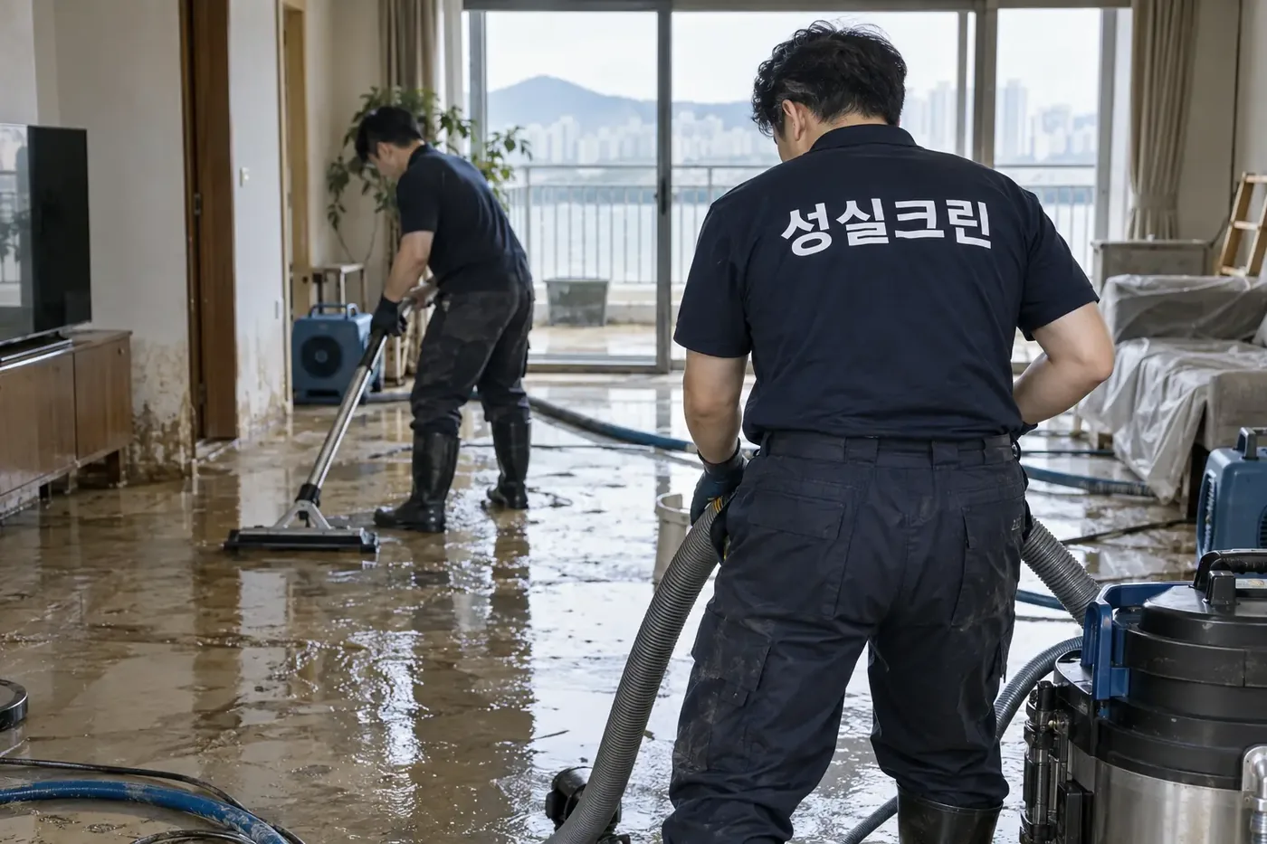 성실크린 광주 북구 침수청소 역류청소 현장