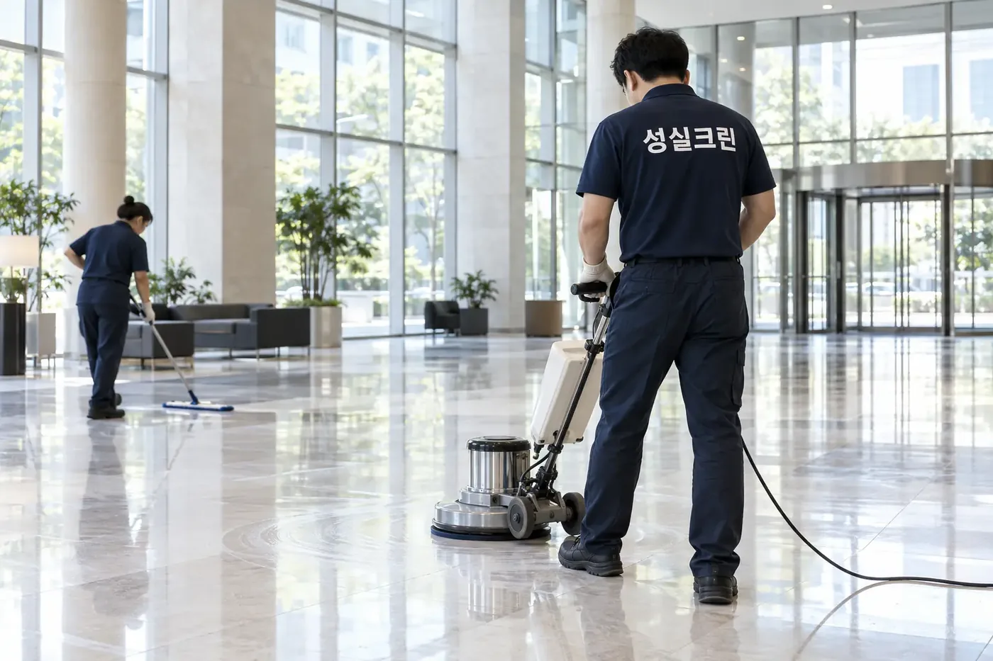 성실크린 광주 서구 바닥왁스코팅 현장