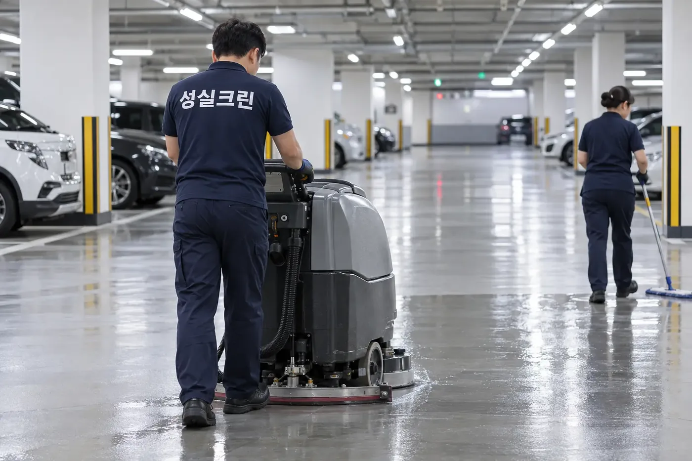 성실크린 광주 주차장청소 현장